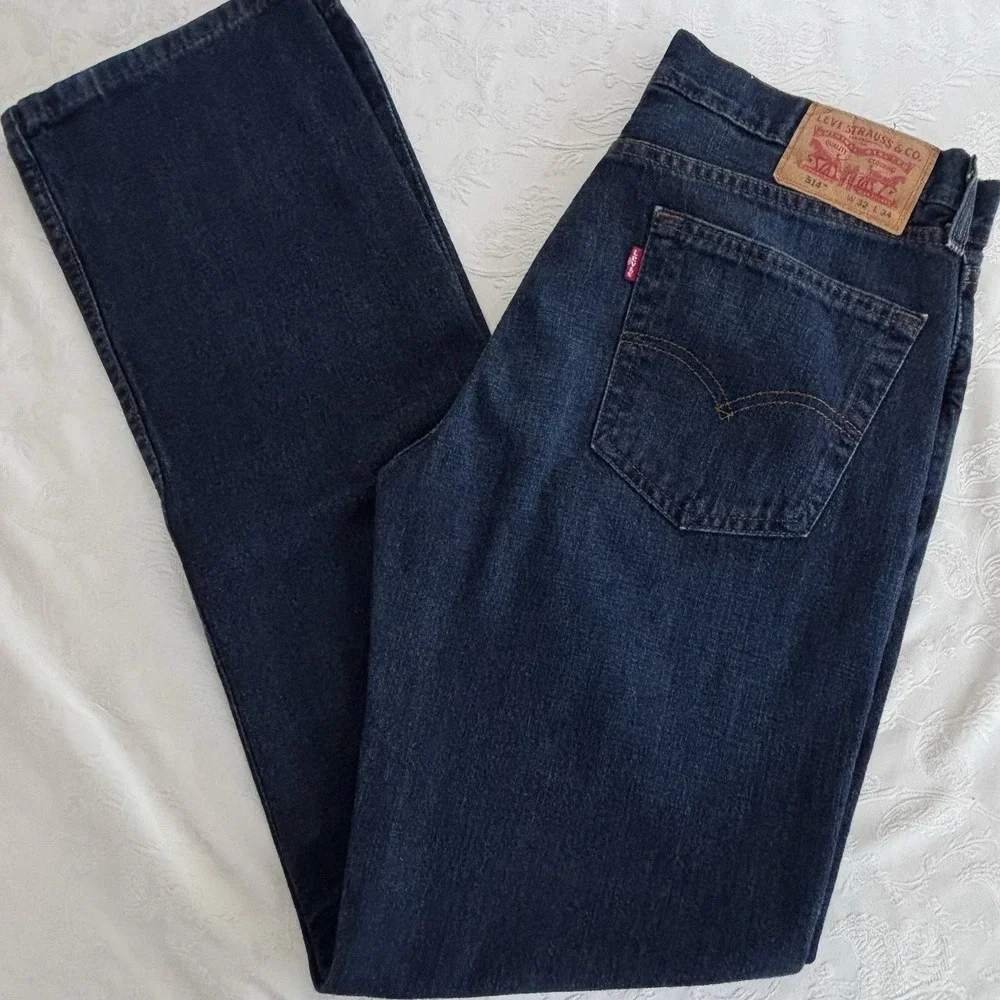Levis‎ 514 Straight Fit Mens Jeans Dark Wash Indigo Blue W32 L34 Denim Pants